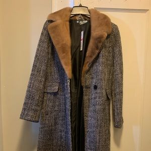 Antonio Melani Herringbone Wool Trench